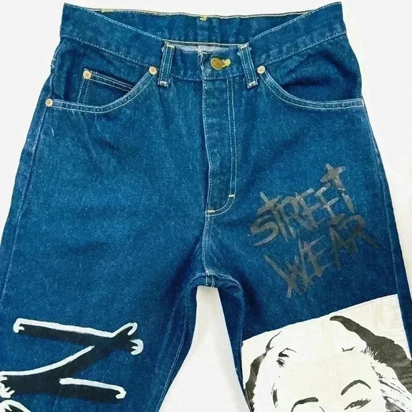 NWT Vintage Lee Highrise “Mom” Marilyn Monroe Handpainted Retro Jeans Size 30/34 - Picture 6 of 15